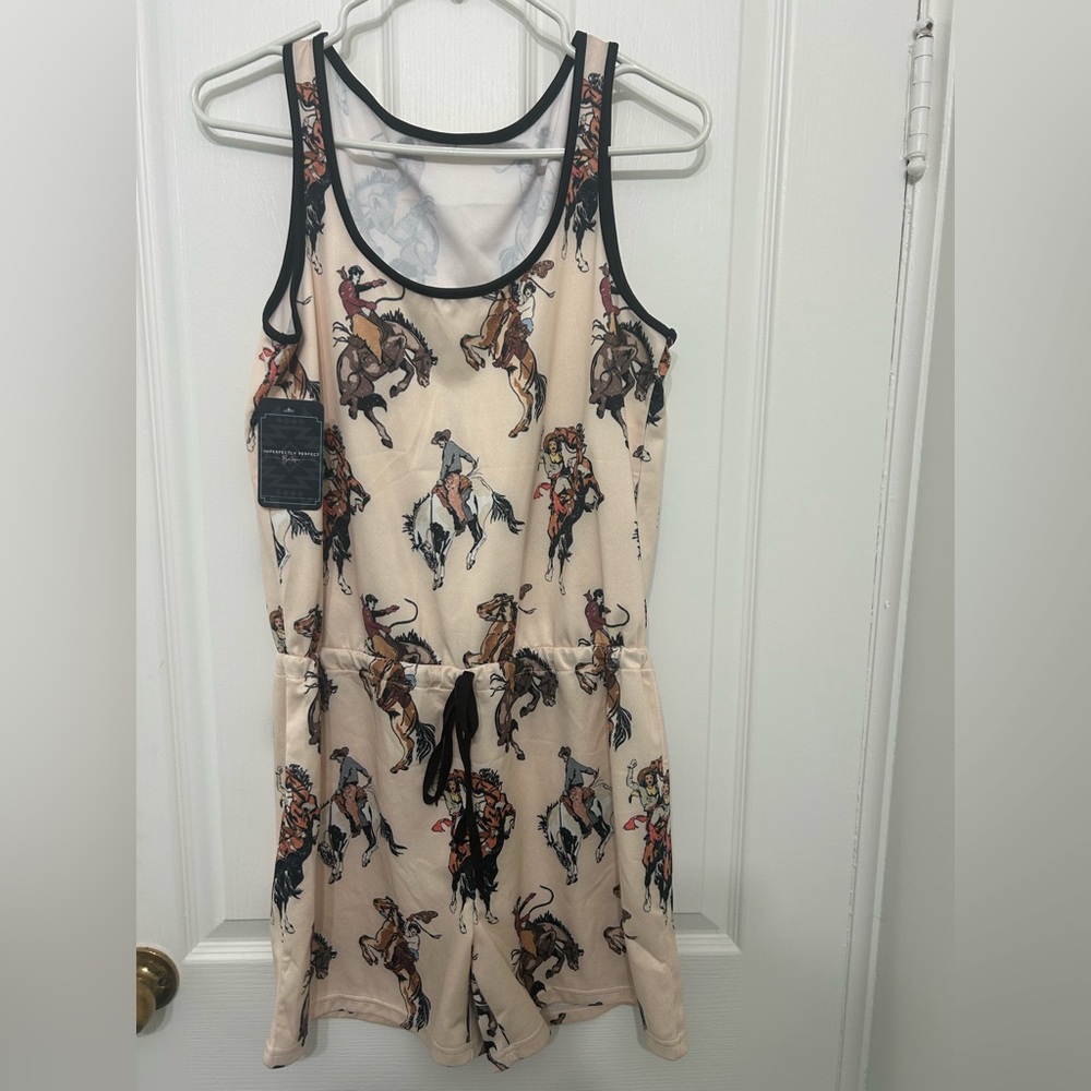 NWT Imperfectly perfect boutique Bronco Romper size Medium .